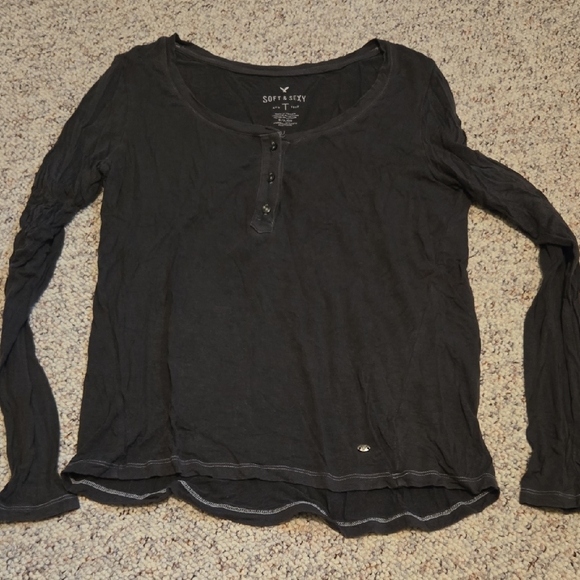 American Eagle Outfitters Tops - American Eagle Outfitters Charcoal Long Sleeve Tee